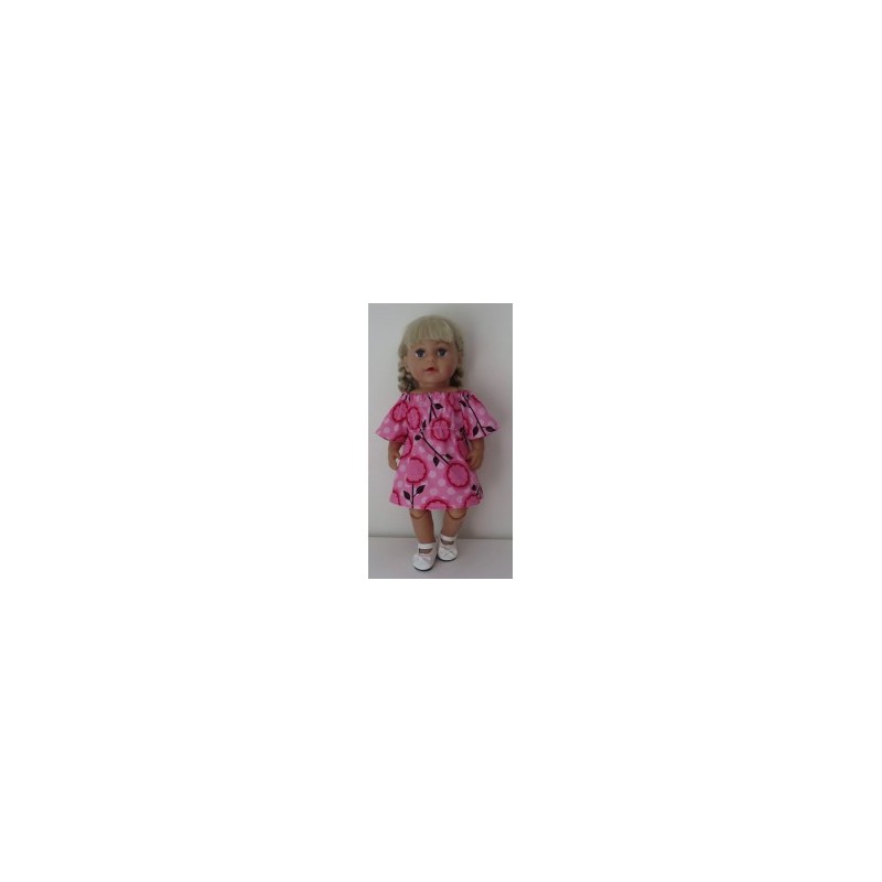 bootjurk roze met bloemen groot baby born 43cm