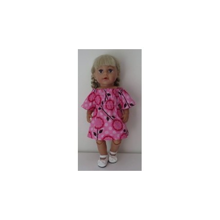 bootjurk roze met bloemen groot baby born 43cm