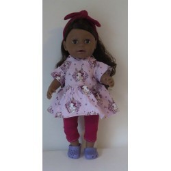 capuchonjurk setje roze konijnen  hartjes baby born 43cm