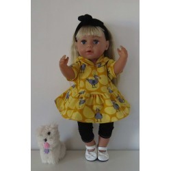 capuchonjurk setje geel dodo baby born 43cm