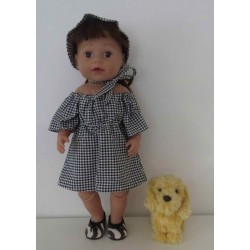 bootjurk zwart geruit baby born 43cm
