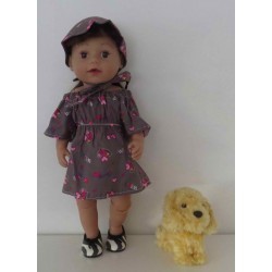 bootjurk grijs met strikjes  baby born 43cm