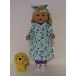 hoodiejurk set mint bloemen baby born 43cm