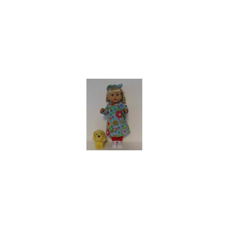 hoodiejurk set blauw bloemen  baby born 43cm