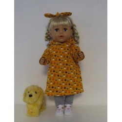 hoodiejurk set oker geel bloemen  baby born 43cm