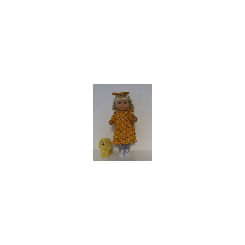 hoodiejurk set oker geel bloemen  baby born 43cm
