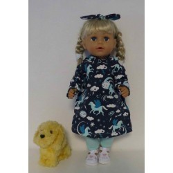 hoodiejurk set blauw eenhoorns baby born 43cm