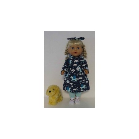 hoodiejurk set blauw eenhoorns baby born 43cm