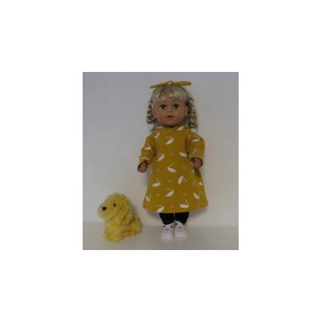 hoodiejurk set oker geel zwanen  baby born 43cm