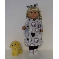 hoodiejurk set grijs kat  baby born 43cm