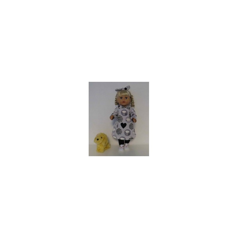 hoodiejurk set grijs kat  baby born 43cm