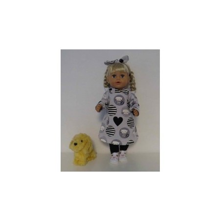 hoodiejurk set grijs kat  baby born 43cm