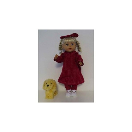 hoodiejurk set rood stippen  baby born 43cm