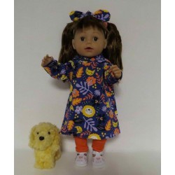 hoodiejurk set donker blauw leeuwen baby born 43cm