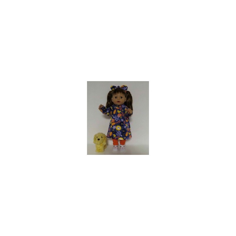 hoodiejurk set donker blauw leeuwen baby born 43cm