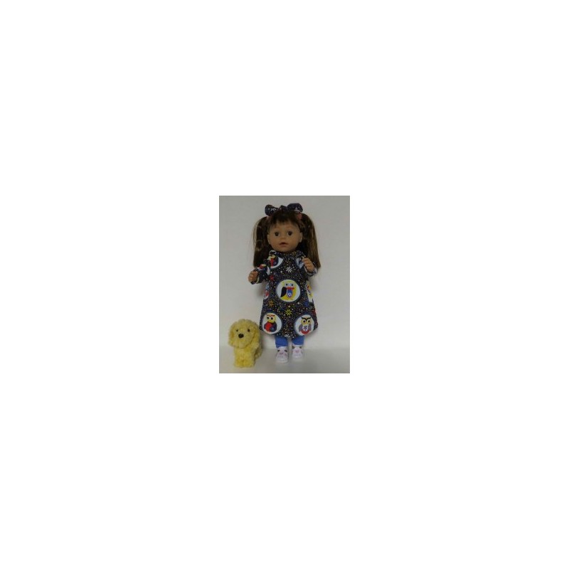 hoodiejurk set blauw uilen  baby born 43cm