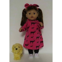 hoodiejurk set hard roze hertjes baby born 43cm