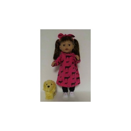 hoodiejurk set hard roze hertjes baby born 43cm