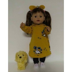 hoodiejurk set oker geel konijnen  baby born 43cm