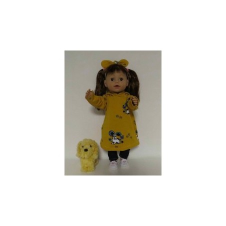 hoodiejurk set oker geel konijnen  baby born 43cm