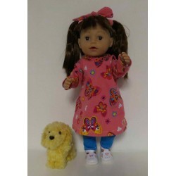 hoodiejurk set roze vlinders  baby born 43cm