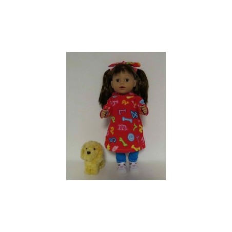 hoodiejurk set rood cijfers baby born 43cm