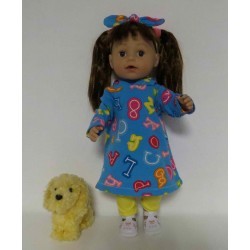 hoodiejurk set blauw cijfers baby born 43cm