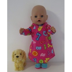 hoodiejurk roze cijfers baby born 43cm
