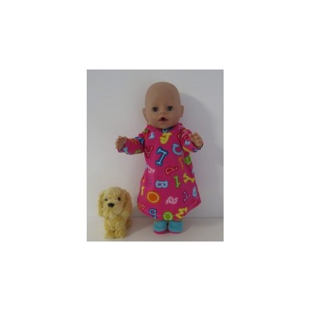 hoodiejurk roze cijfers baby born 43cm