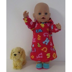 hoodiejurk rood cijfers baby born 43cm