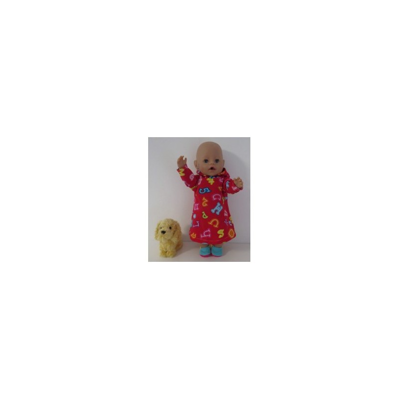 hoodiejurk rood cijfers baby born 43cm