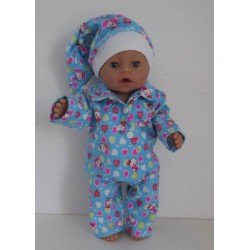 pyjama hello kitty blauw hartjes baby born 43cm