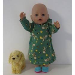 hoodiejurk groen konijnen baby born 43cm
