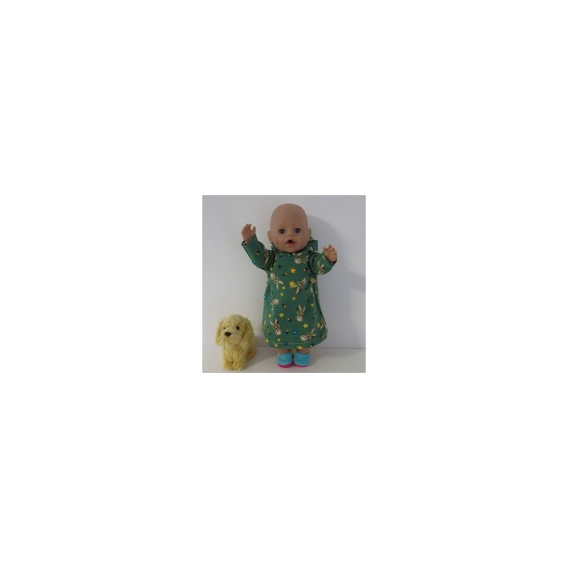 hoodiejurk groen konijnen baby born 43cm