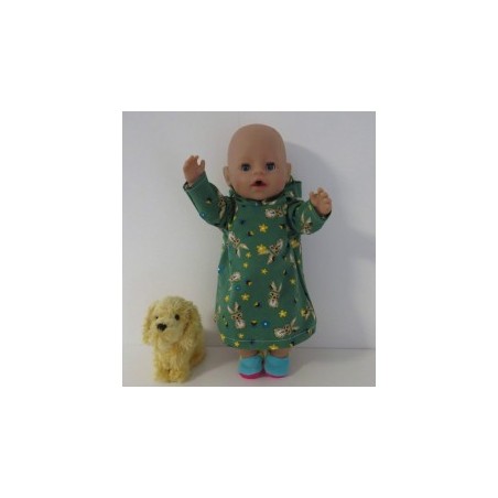 hoodiejurk groen konijnen baby born 43cm