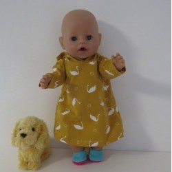 hoodiejurk oker geel zwanen baby born 43cm