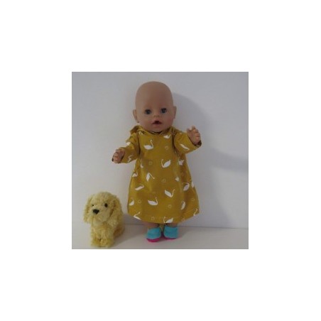 hoodiejurk oker geel zwanen baby born 43cm