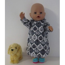 hoodiejurk grijs lieveheersbeestjes  baby born 43cm