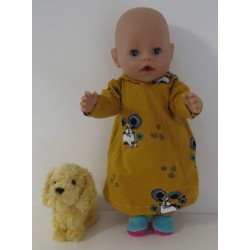 hoodiejurk oker geel konijnen baby born 43cm