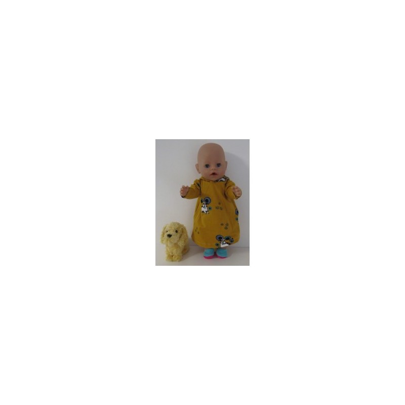 hoodiejurk oker geel konijnen baby born 43cm