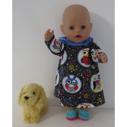 hoodiejurk blauw uilen baby born 43cm