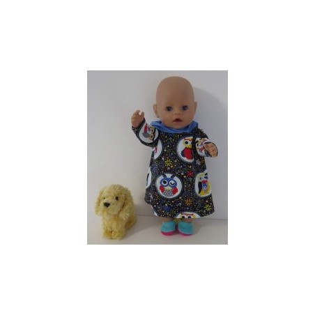 hoodiejurk blauw uilen baby born 43cm