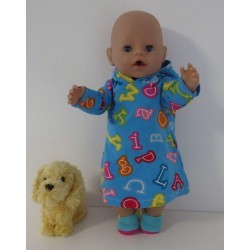 hoodiejurk blauw cijfers  baby born 43cm