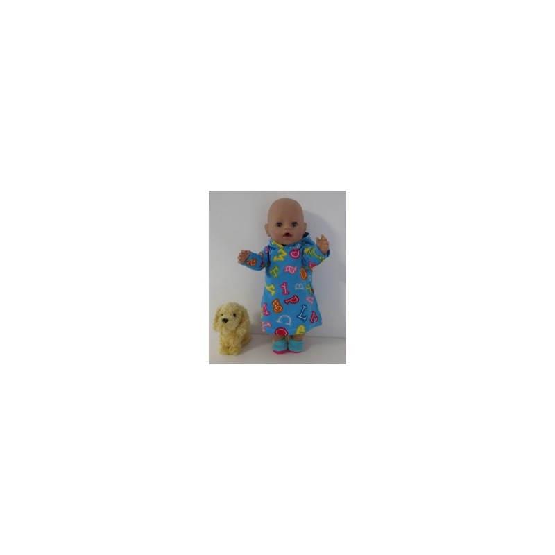 hoodiejurk blauw cijfers  baby born 43cm