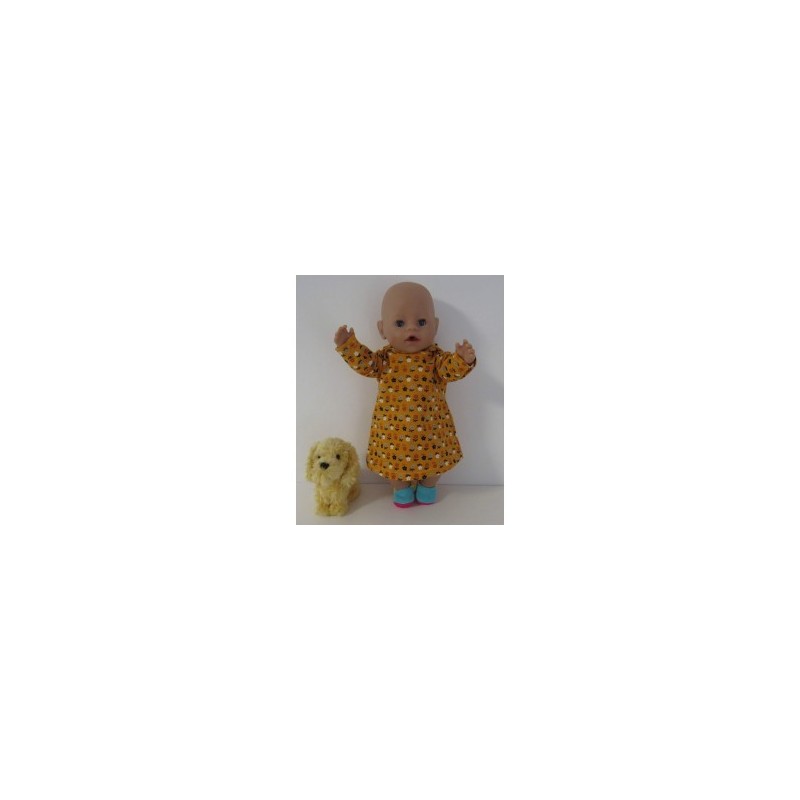 hoodiejurk oker geel bloemen baby born 43cm
