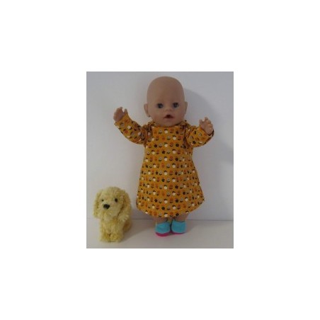 hoodiejurk oker geel bloemen baby born 43cm