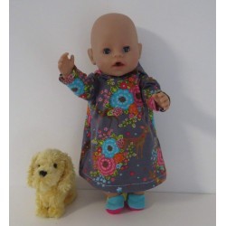 hoodiejurk grijs hertjes  baby born 43cm