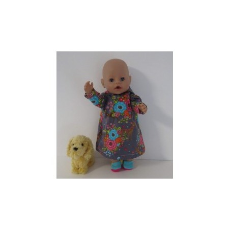 hoodiejurk grijs hertjes  baby born 43cm