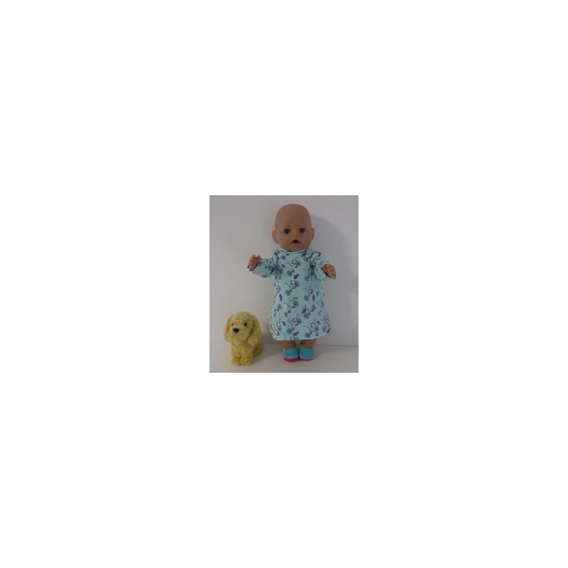 hoodiejurk blauw bloemen  baby born 43cm