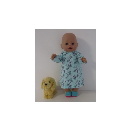 hoodiejurk blauw bloemen  baby born 43cm